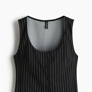H&M Black and Gray strip top